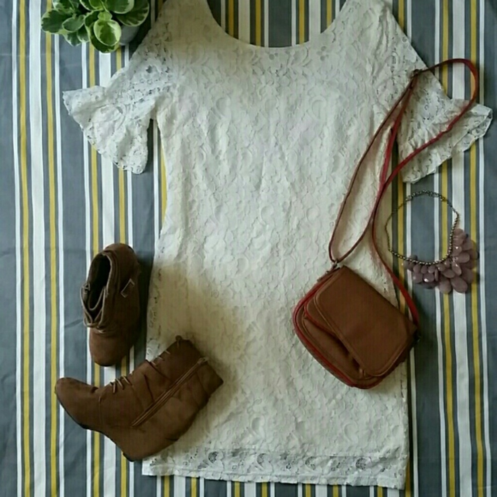 Ivory lace shift dress